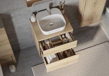 Тумба под раковину Aquaton Либерти 60 1A279401LYC70 подвесная Дуб эльвезия — фото 23, Тумбы под раковину