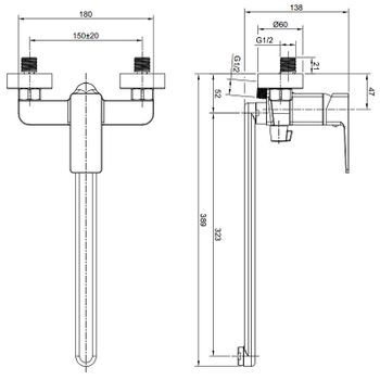 Смеситель для ванны Olive's Navarra 25221NRGM универсальный Оружейная сталь — фото 2, Смеситель для ванны