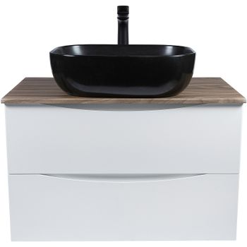 Тумба под раковину Bond Cube 80 T09805 подвесная Белая матовая Дуб — фото 23, Тумбы под раковину