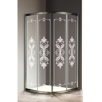 Душевой уголок Cezares Giubileo R2 80x80 GIUBILEO-R-2-80-SCORREVOLE-CP-Br прозрачное стекло с матовым принтом профиль Бронза — фото 1, Душевые уголки четверть круга