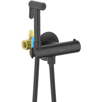 Гигиенический душ со смесителем Aquatek Оберон AQ1027MB с термостатом Черный матовый — фото 2, Гигиенические души