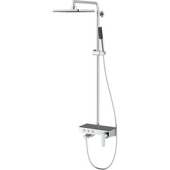 Душевая система Teska Niagara NG3501S с термостатом Хром Черное стекло — фото 1, Душевые стойки