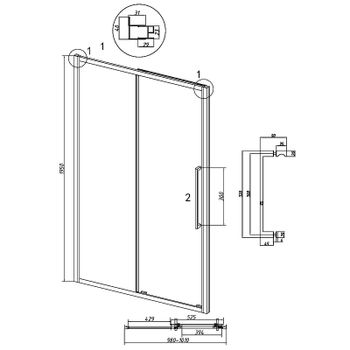 Душевая дверь Grossman Cosmo 100 100.K33.02.100.10.00 профиль Хром стекло прозрачное — фото 9, Раздвижные душевые двери