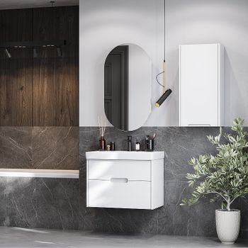 Тумба под раковину Aquaton Оливия 70 1A254301OL010 подвесная Белая матовая — фото 6, Тумбы под раковину