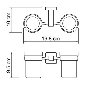 Стакан для зубных щеток WasserKRAFT Lippe K-6528D двойной Хром — фото 3, Стаканы для зубных щеток