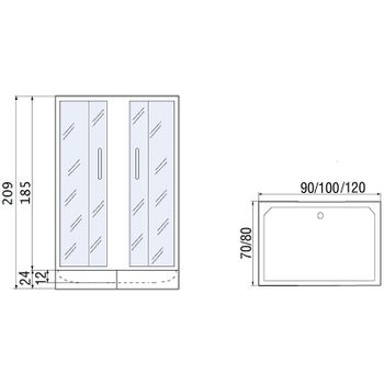 Душевой уголок River Morava XL 90x70 MT 10000008325 с поддоном — фото 3, Прямоугольные душевые уголки