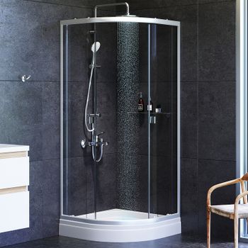 Душевой уголок AM.PM X-Joy Twin Slide 80х80 W88G-205-080MT64 профиль Хром матовый стекло прозрачное — фото 2, Душевые уголки четверть круга