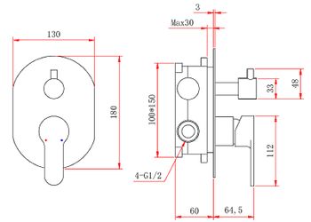 Душевая система Berges Ventas 3O Black 073010 Черная матовая — фото 3, Встраиваемые душевые комплекты