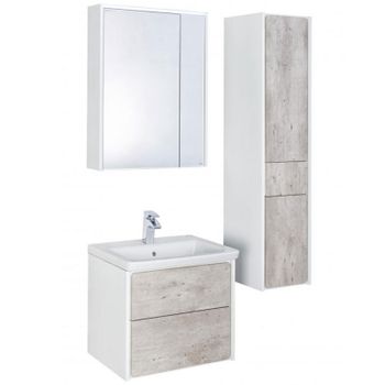 Зеркальный шкаф Roca Ronda 60 ZRU9303007 с подсветкой Бетон Белый матовый — фото 2, Зеркальные шкафы в ванную