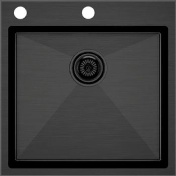 Кухонная мойка Paulmark Kroner-Edge 51 PM775151-GM Вороненая сталь — фото 1, Кухонные мойки