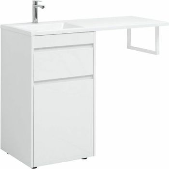 Тумба с раковиной Aquanet Токио 110 L 239298 Белая — фото 1, Тумбы с раковиной