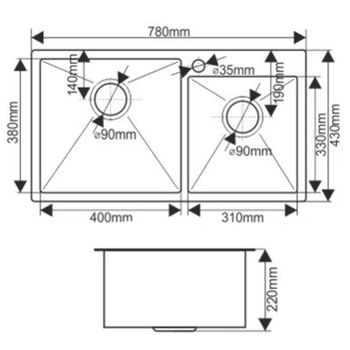 Кухонная мойка Fabia 78х43 78433 Сатин — фото 5, Кухонные мойки