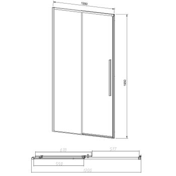 Душевая дверь Vincea Slim-N 120 VDS-4SN120CGB профиль Черный стекло тонированное — фото 4, Раздвижные душевые двери