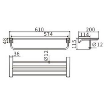 Полка для полотенец CeramaLux Monelli 70010 Черная матовая — фото 2, Полки для полотенец