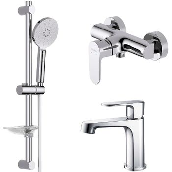 Комплект смесителей Aquatek Оберон AQ1231CR Хром — фото 1, Готовые комплекты для ванной комнаты