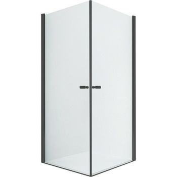 Душевой уголок New Trendy New Soleo Black 2D 100х100 D-0232A/D-0232A профиль Черный стекло прозрачное — фото 1, Квадратные душевые уголки
