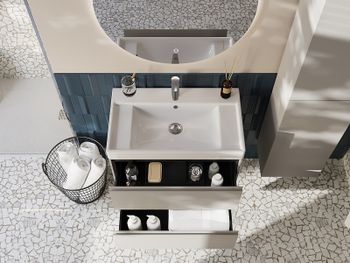 Тумба под раковину Roca Ona 80 A857630510 подвесная Бежево-серый матовый — фото 6, Тумбы под раковину