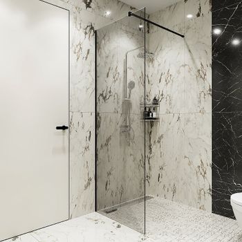 Душевая перегородка STWORKI Берген 80 MV-BE-80-BL профиль Черный матовый стекло прозрачное — фото 1, Душевые перегородки