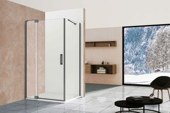 Душевой уголок Vincea Extra 100x90 VSR-1E901090CLGM профиль Вороненая сталь стекло прозрачное — фото 3, Прямоугольные душевые уголки