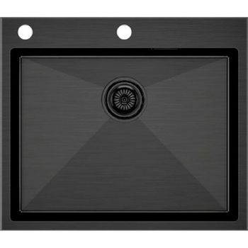 Кухонная мойка Paulmark Kroner-Edge 59 PM775951-GM Вороненая сталь — фото 1, Кухонные мойки