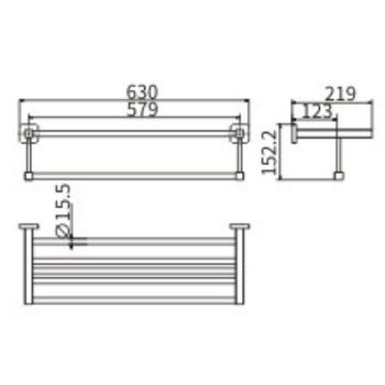 Полка для полотенец CeramaLux Quadro 61910 Хром — фото 2, Полки для полотенец