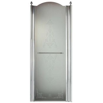 Душевая дверь Migliore Diadema 80 R 20401 профиль Хром стекло матовое с декором — фото 1, Распашные душевые двери