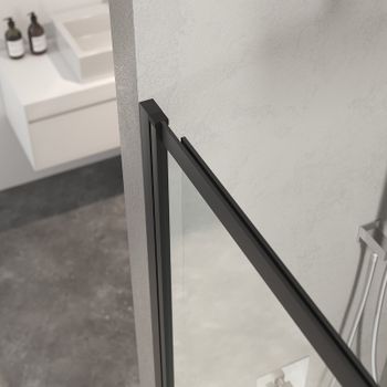 Шторка на ванну Berges River S Slider Black 98х145 065015 профиль Черный матовый стекло прозрачное — фото 4, Неподвижные шторки для ванной