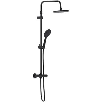 Душевая система Damixa Jupiter 977800300 с термостатом Черная матовая — фото 1, Душевые стойки