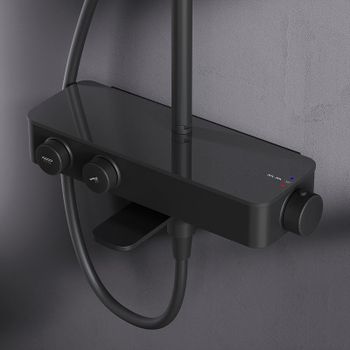 Душевая система AM.PM Inspire V2.0 F0750A522 с термостатом Черная матовая — фото 10, Душевые стойки