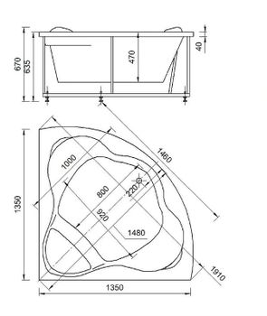 Акриловая ванна Aquatek Галатея 135х135 GAL135-0000022 без гидромассажа с фронтальной панелью с каркасом (разборный) со слив-переливом — фото 4, Акриловые ванны