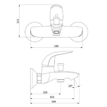 Смеситель для ванны Damixa Eclipse 311000001 Хром — фото 4, Смеситель для ванны