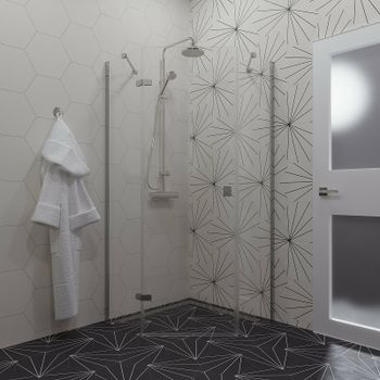 Душевой уголок Triton Сигма-Хром 90х90 Щ0000054219 профиль Хром стекло прозрачное — фото 2, Душевые уголки трапеция