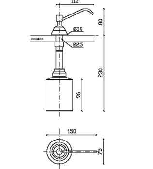 Диспенсер для жидкого мыла Nofer 03100.B встраиваемый Глянцевая нержавеющая сталь — фото 5, Диспенсеры для жидкого мыла