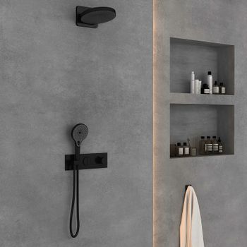 Душевая система Vincea Inspire VSFW-422TI1MB с термостатом Черная матовая — фото 3, Встраиваемые душевые комплекты