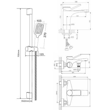 Комплект смесителей Orange Organic M27-711cr Хром — фото 9, Готовые комплекты для ванной комнаты