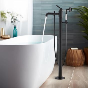 Смеситель для ванны Aquatek Классик AQ1545MB Черный матовый — фото 6, Смесители напольные