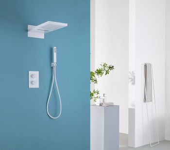 Душевая система Abber Weiss Insel AF8052W с термостатом Белая — фото 2, Встраиваемые душевые комплекты