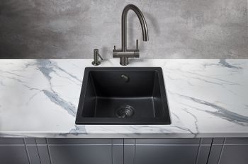 Кухонная мойка Milacio Leon 45 Cuarzo MC.77091 Черная матовая — фото 5, Кухонные мойки