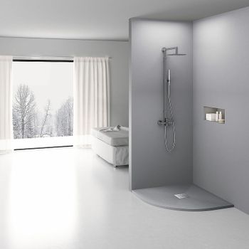 Душевой поддон из искусственного камня Vincea 90x90 VST-4SQ9090G+Vsph-D132 Серый — фото 4, Душевые поддоны из искусственного камня