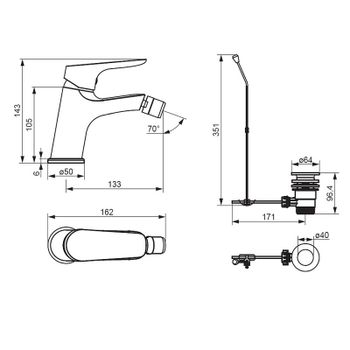 Смеситель для биде Damixa Jupiter 770240000 Хром — фото 4, Смесители для биде