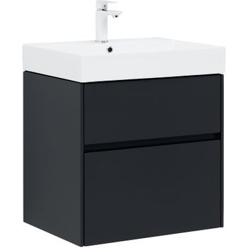 Тумба с раковиной Aquanet Бруклин 60 312875 подвесная Антрацит матовый — фото 1, Тумбы с раковиной