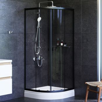 Душевой уголок AM.PM X-Joy Twin Slide 80х80 W88G-205-080BT64 профиль Черный матовый стекло прозрачное — фото 1, Душевые уголки четверть круга