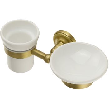 Стакан для зубных щеток с мыльницей Migliore Mirella 17176 Бронза — фото 1, Стаканы для зубных щеток