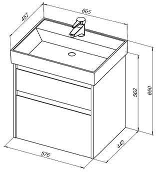Тумба с раковиной Aquanet Nova Lite 60 245241 подвесная Дуб рошелье — фото 6, Тумбы с раковиной