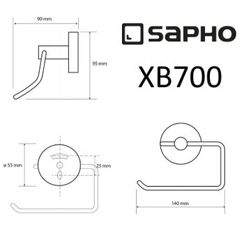 Держатель туалетной бумаги Sapho X-round black XB700 Черный — фото 2, Держатели туалетной бумаги