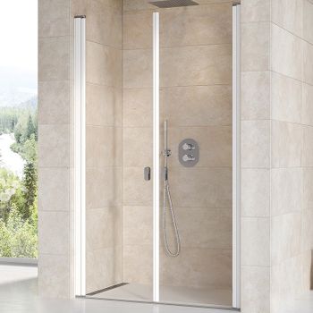 Душевая дверь Ravak Chrome CSDL2-90 0QV7C10LZ1 профиль Белый стекло Transparent — фото 1, Распашные душевые двери