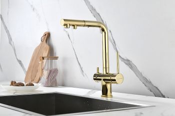 Смеситель для кухни Paulmark Serpentine Se213222-G Золото — фото 2, Смесители для кухни