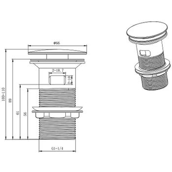 Товар: Донный клапан Aquatek AQ6001MB click-clack Черный матовый - фото 2 Донный клапан Aquatek AQ6001MB click-clack Черный матовый — фото 2, Донные клапаны