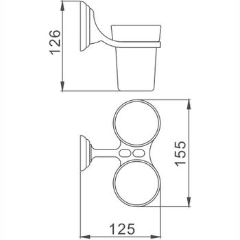 Стакан для зубных щеток Haiba HB1508 двойной Хром — фото 2, Стаканы для зубных щеток
