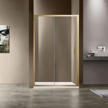 Душевая дверь Vincea Garda 120 VDS-1G120CLG профиль Золото брашированное стекло прозрачное — фото 1, Раздвижные душевые двери